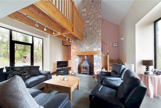 Lounge with log burner and comfortable seating